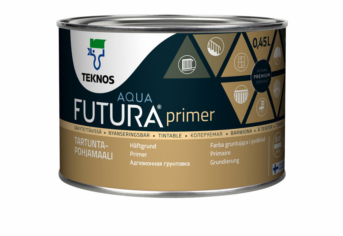 FUTURA AQUA PRIMER tartuntapohjamaali 0,45 L - Väritupa